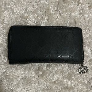 Authentic Gucci Black GG Vinyl Zipper Wallet